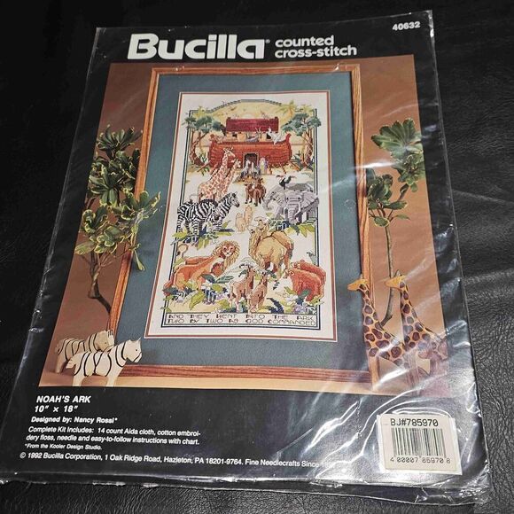 NEW Bucilla 40632 Noahs Ark‎ Counted Cross Stitch Kit 10x18 - Picture 1 of 2